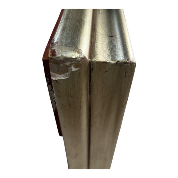 Framed Floral Oil Painting on Canvas – Heavy Silver Beaded Frame - Picture 8 of 9